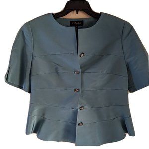 Escada Blue jacket size 34 crystal buttons gorgeous